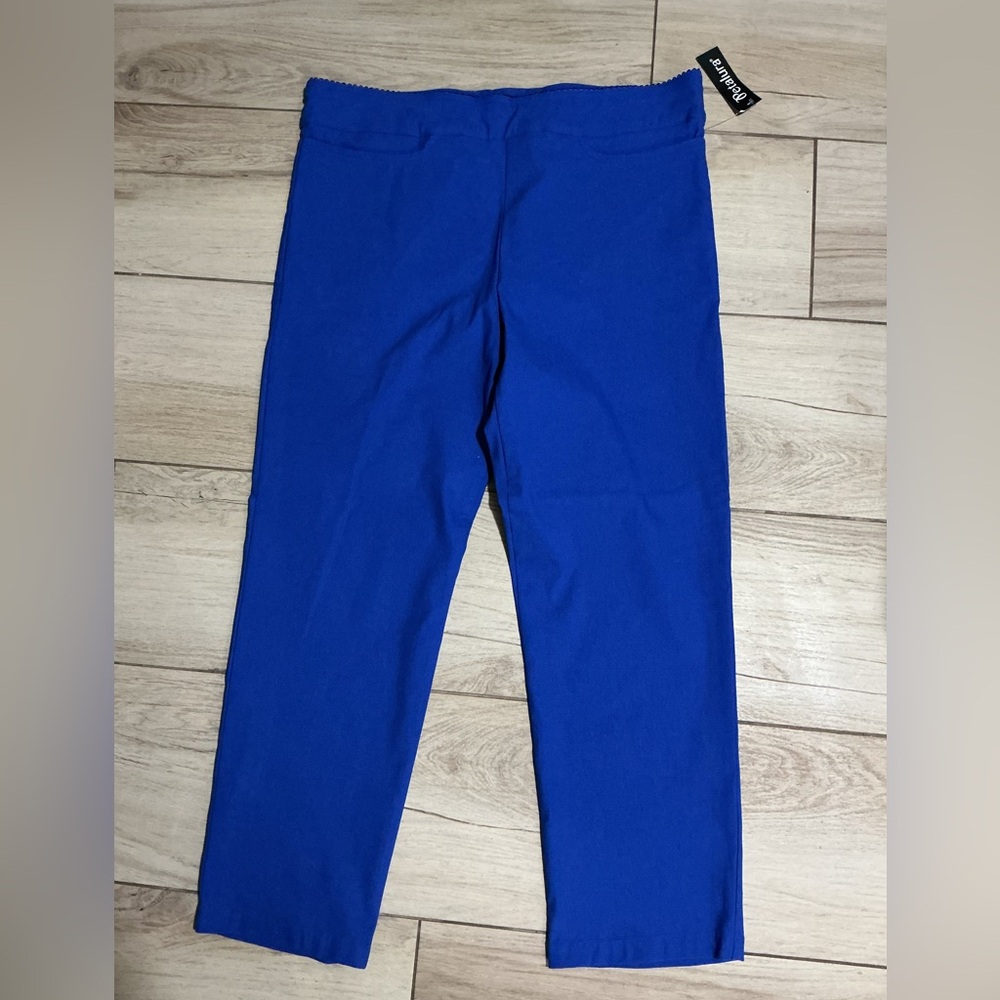 PETALURA Women's Vibrant Blue Straight Leg Pants - Picture 4 of 13